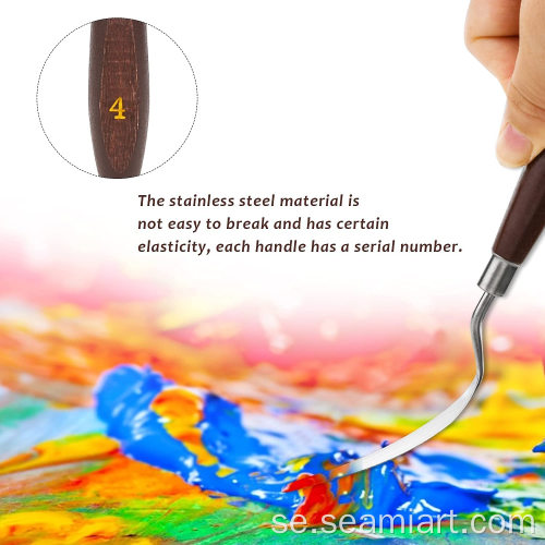 5 datorer palettkniv set målning rostfritt skrapa spatula trähandtag för konstnär canvas olje färg färg blandning kakan dekorera